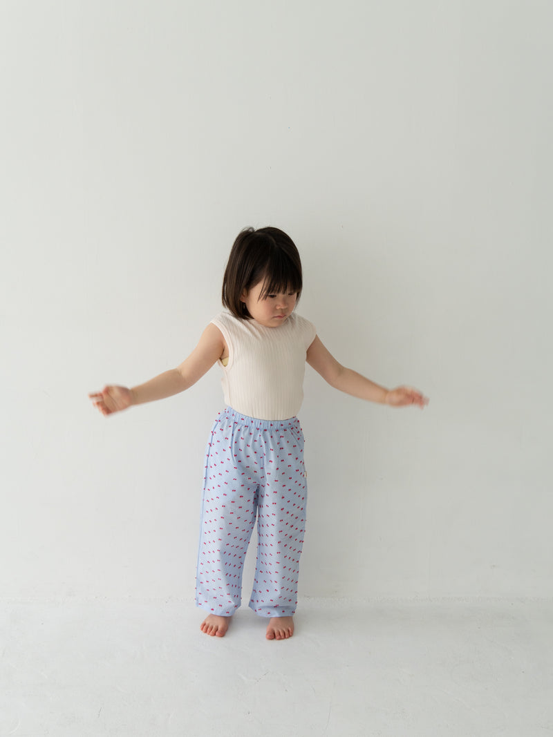 Gingham ribbon pants