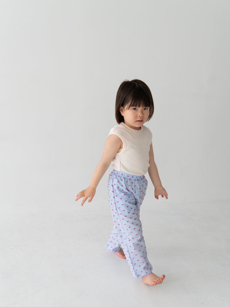 Gingham ribbon pants