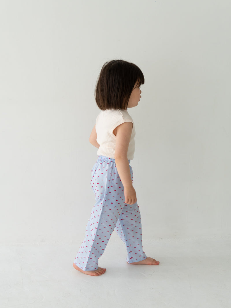 Gingham ribbon pants