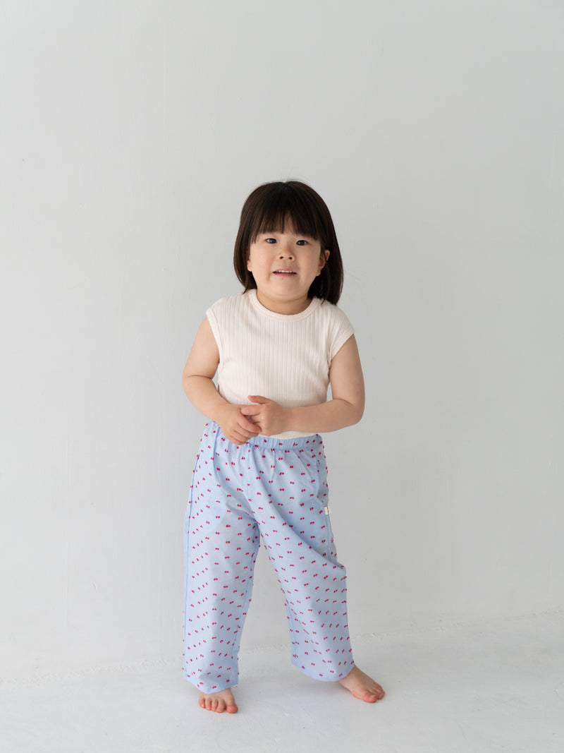 Gingham ribbon pants