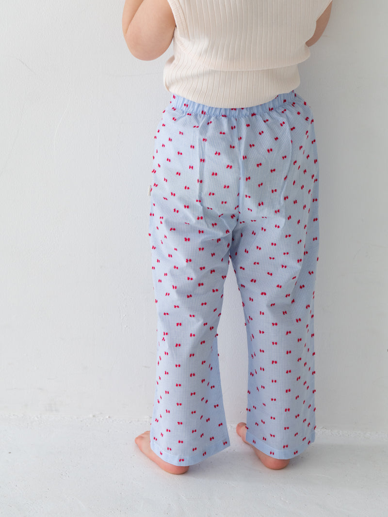 Gingham ribbon pants