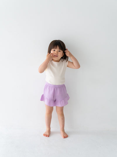 Frill crepe shorts