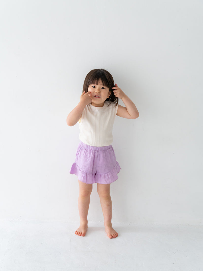 Frill crepe shorts