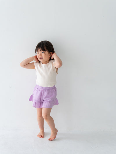 Frill crepe shorts