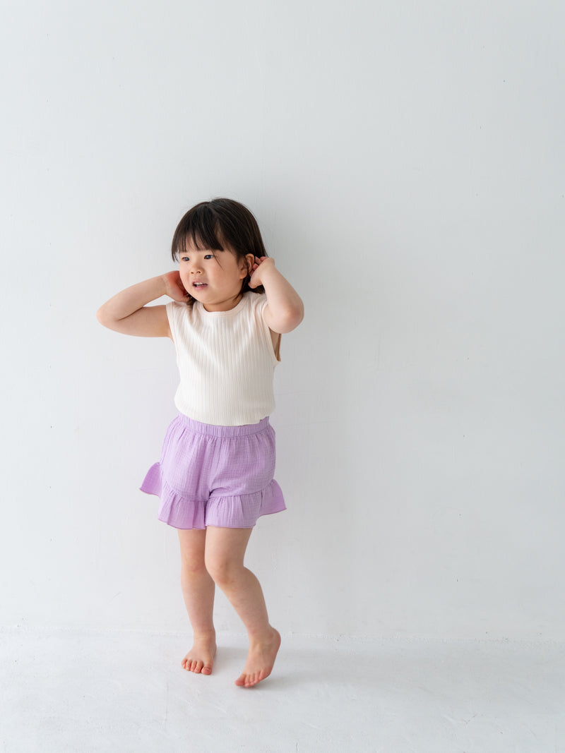 Frill crepe shorts