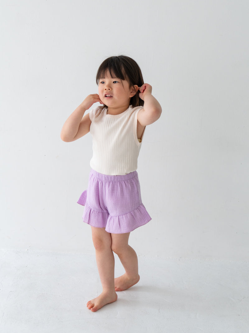 Frill crepe shorts