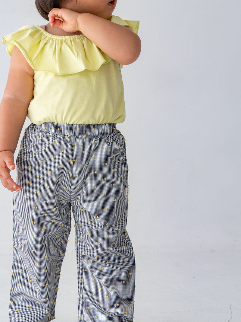 Gingham ribbon pants
