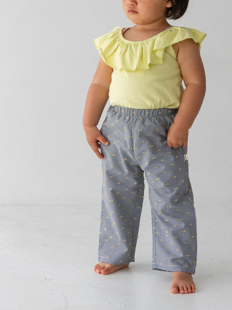 Gingham ribbon pants