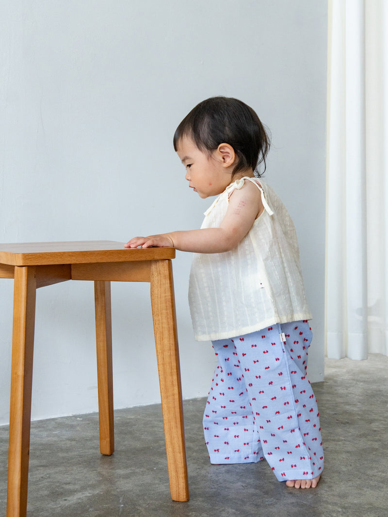 Gingham ribbon pants