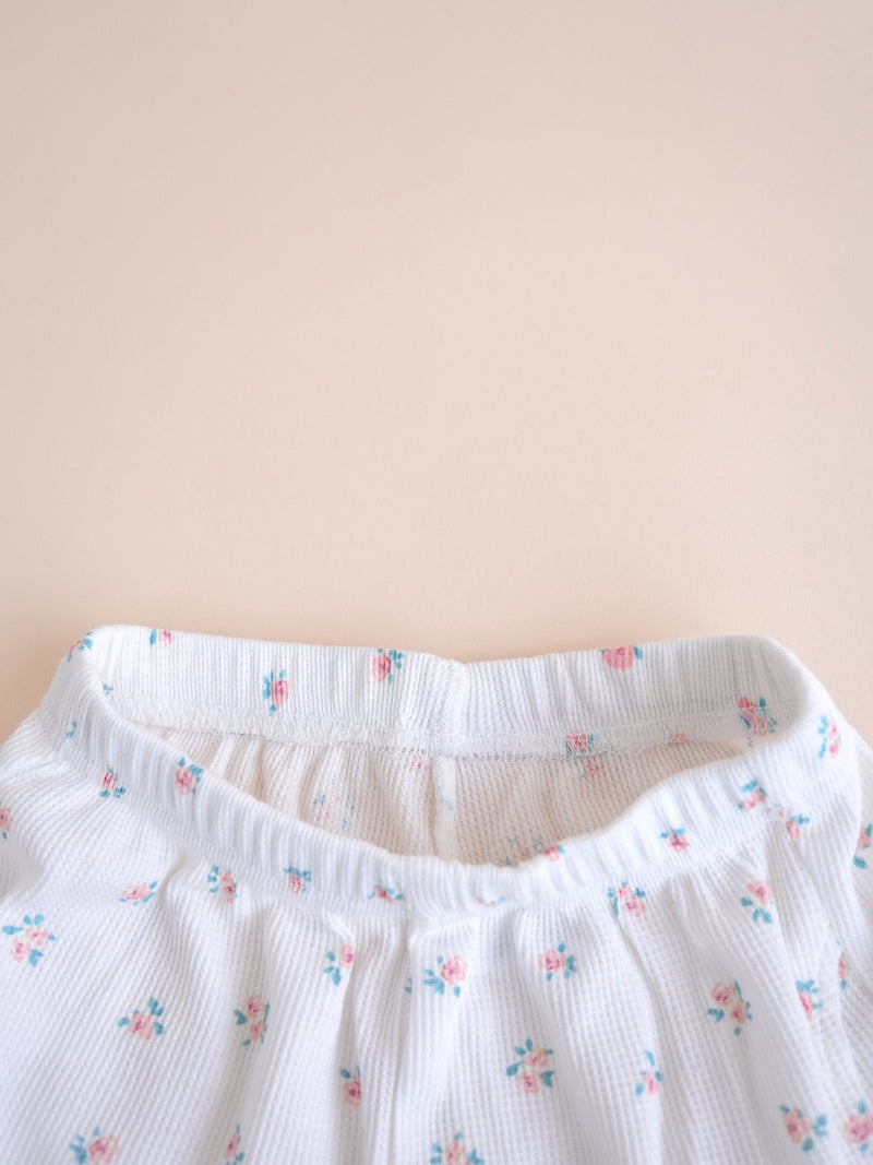 【SALE】Flower waffle shorts