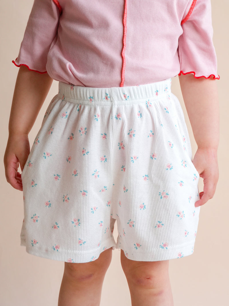 【SALE】Flower waffle shorts