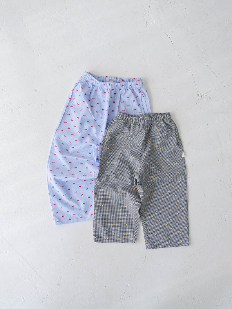 Gingham ribbon pants