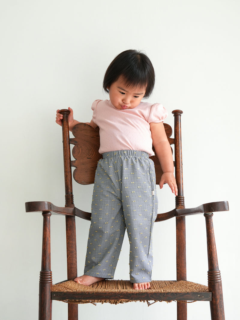 Gingham ribbon pants