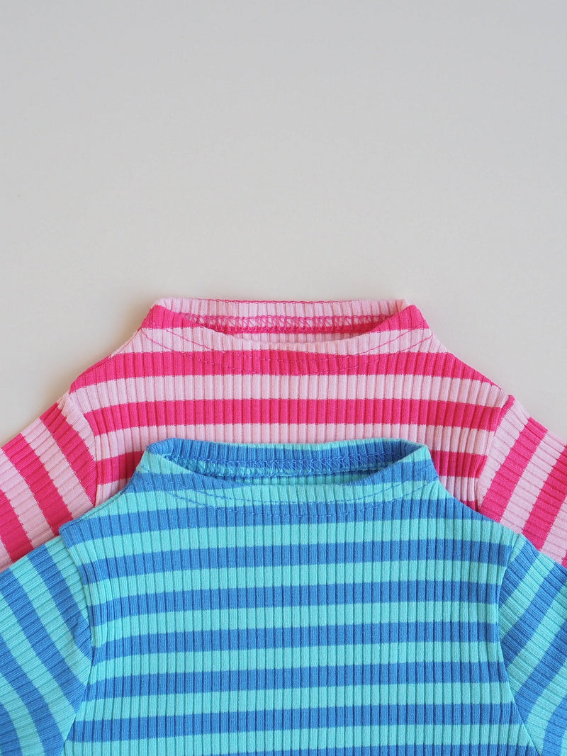 【Special】2tone stripe high-neck